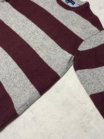 Tommy Hilfiger Rundhalspullover Grau/Weinrot M