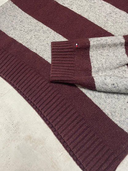 Tommy Hilfiger Rundhalspullover Grau/Weinrot M
