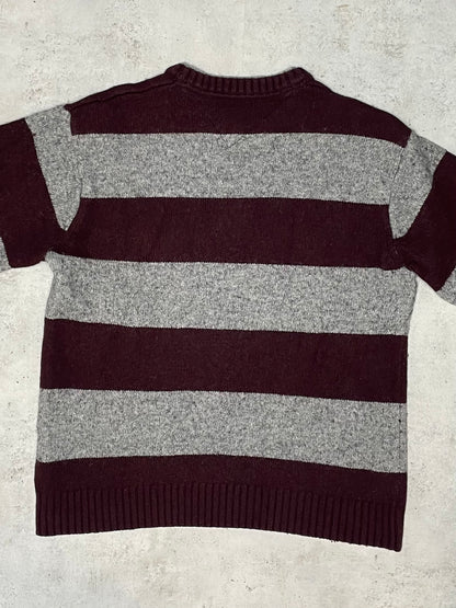 Tommy Hilfiger Rundhalspullover Grau/Weinrot M
